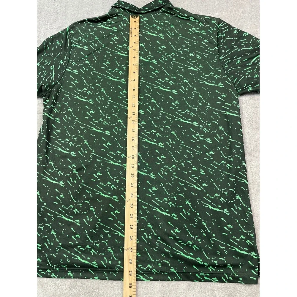 Adidas Golf Shirt Men's Primeblue Jacquard Print Polo Green Black Camelback Logo